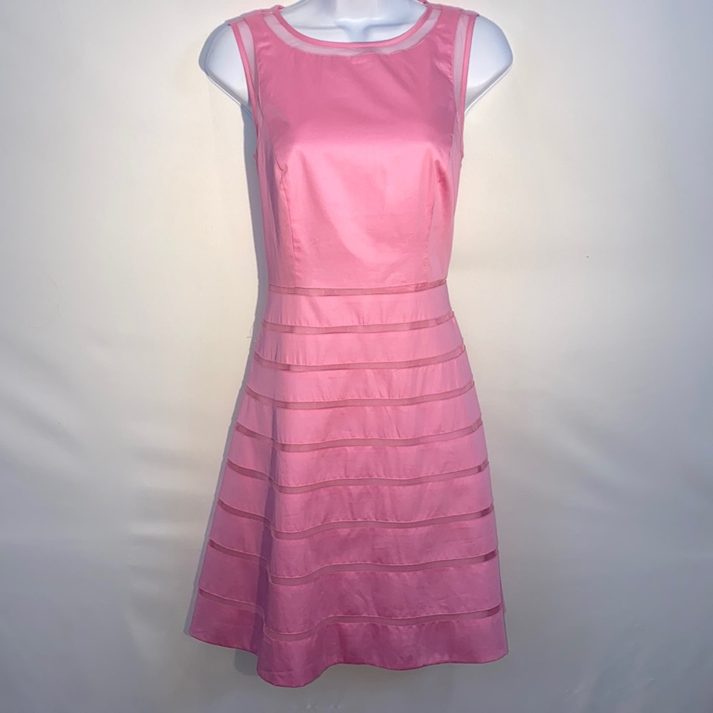 Ann Taylor fit and flare pink office business casual mini dress size 2